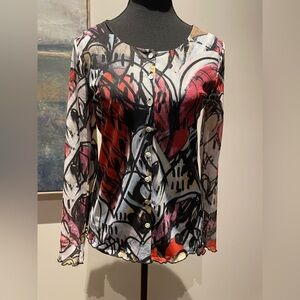 NWT Dolcezza Blouse “Watermelon Heart” (74604) Size S Artist Lori Arbel